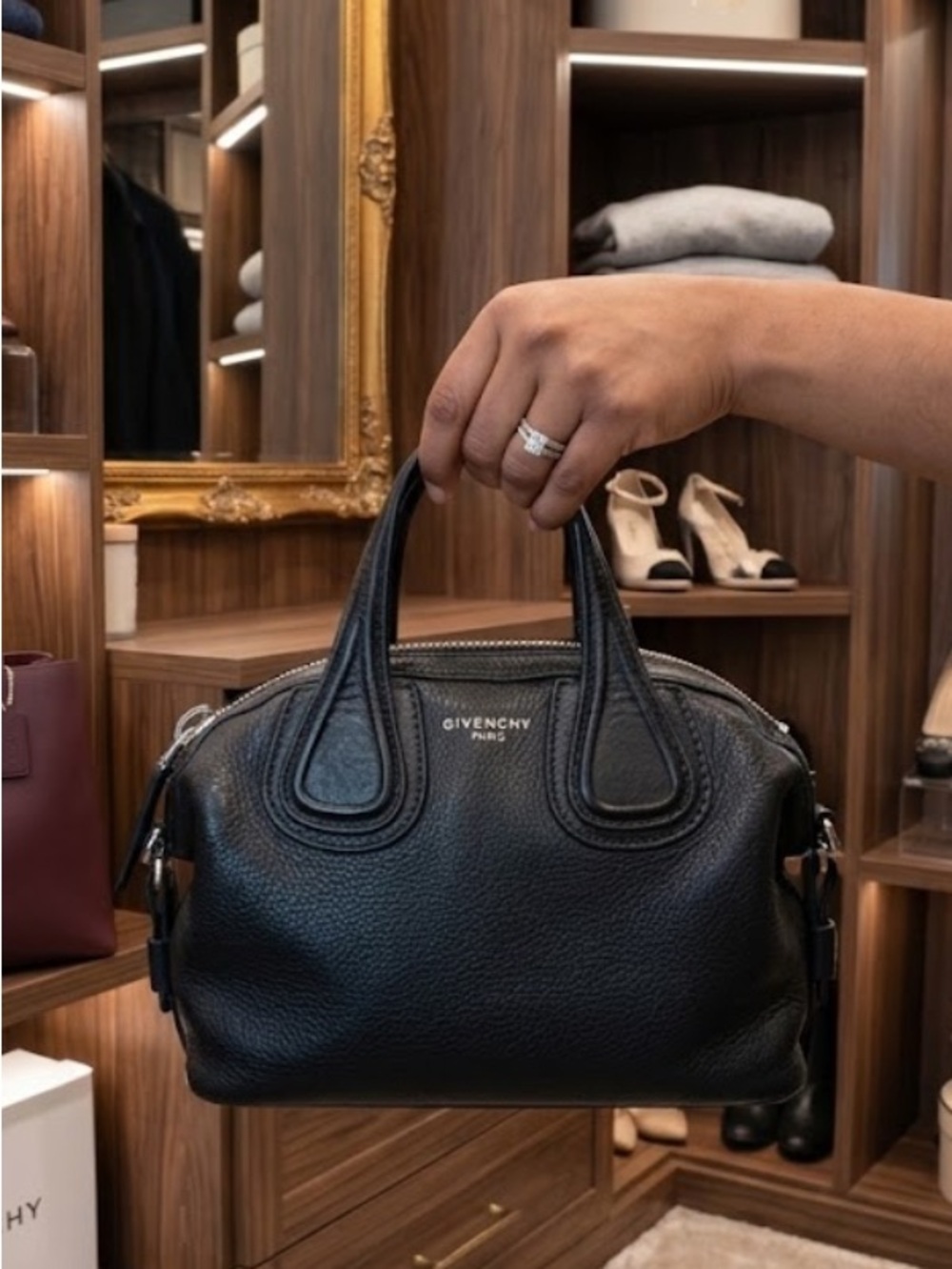 Givenchy Black Pebbled Leather Satchel
